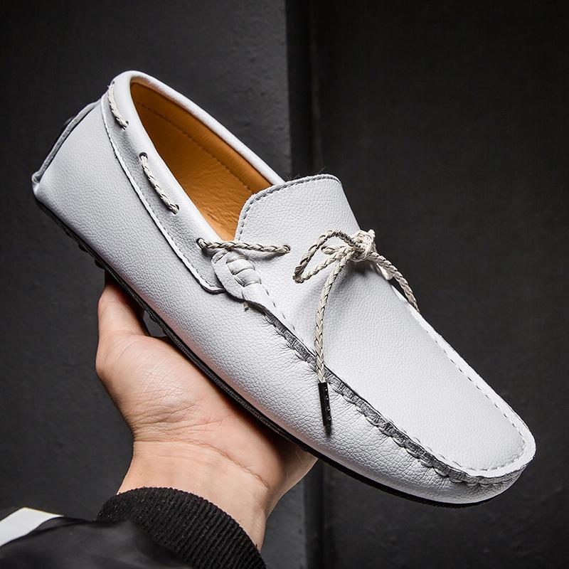 Fashion Genuine Leather Men Casual Shoes Luxury White Mens Loafers Moccasins Man Breathable Light Soft Driving Shoes Plus Size 38-48 49