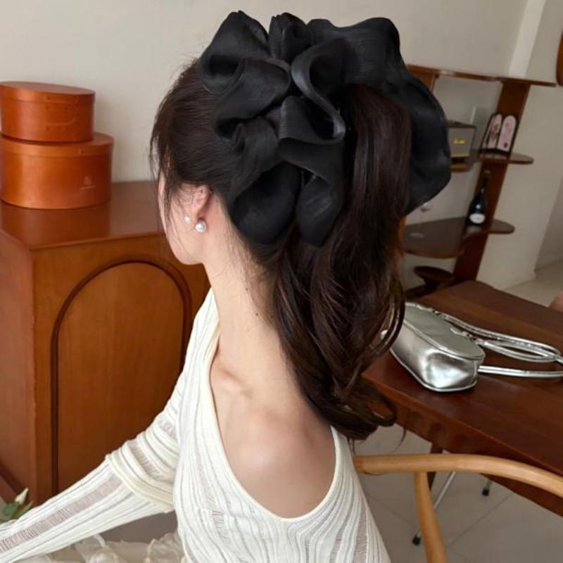 Korean Style Pleated Cloud Crab Claw Hair Clip Mesh Flower Bud Hair Clip Shark Clip Women Accessories