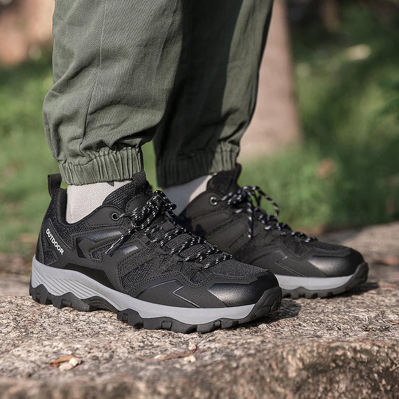 

Пара ботинок для походов на открытом воздухе, нескользящие и износостойкие, модные походные ботинки для кемпинга, мужские, противоударные, дышащие, альпинистские ботинки для детей 36 чёрный