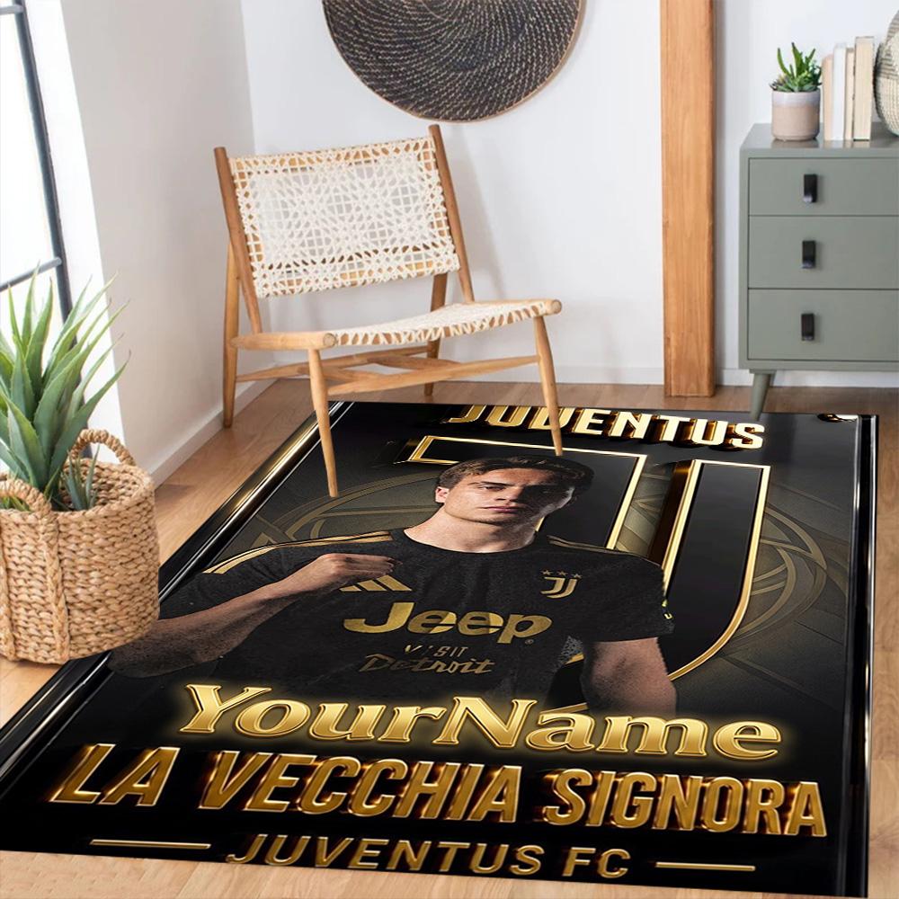 Juventus Customize Your Name Carpet Perfect for Playrooms Dormitory Dining Room Foyer Antislip Carpet Office Home Decor Wedding Party Gift