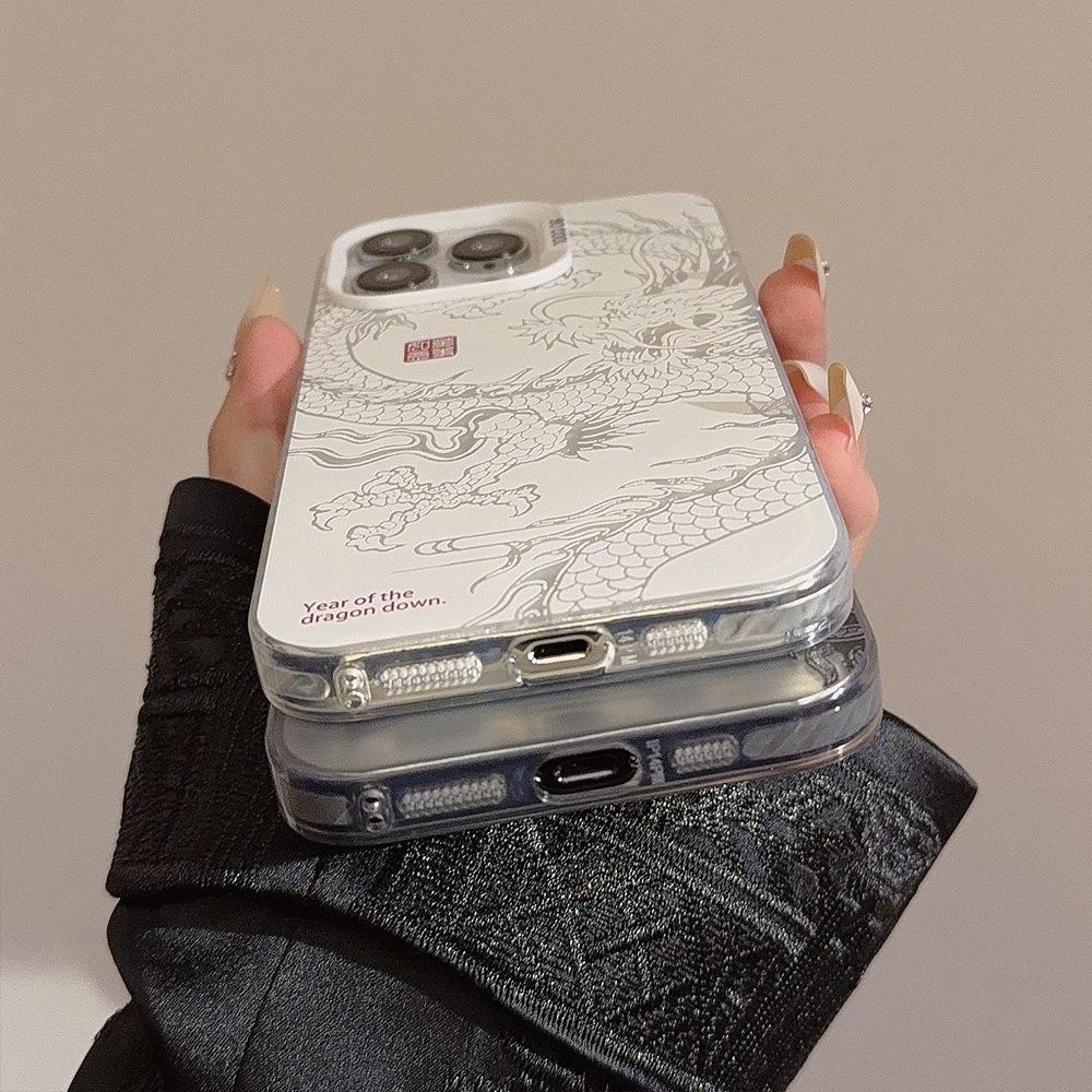 For iPhone 13 Pro Case Phone Back Cover with Chinese Dragon Laser Printing