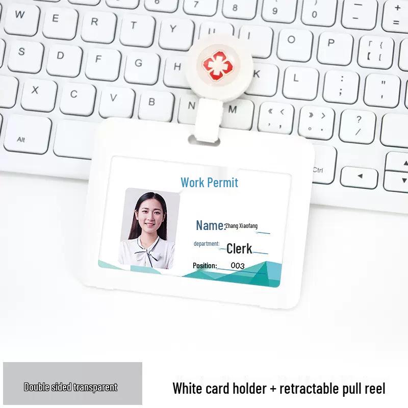 Double-sided Transparent ID Badge Holder with Retractable Buckle and Lanyard