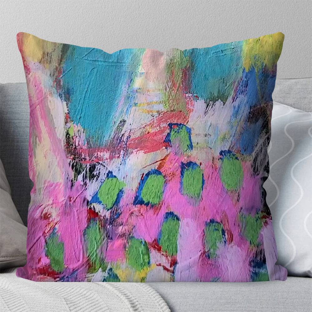 Colourful Abstract Painting Pillow Case Fashion Square Pillowcase Bedroom Sofa Room Ins Decoration Leisure