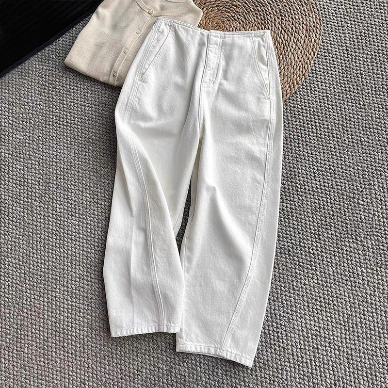 

Women s 2025 Spring New Loose High-Waisted White Wide-Leg Trousers XL (fits 115-126 kg)