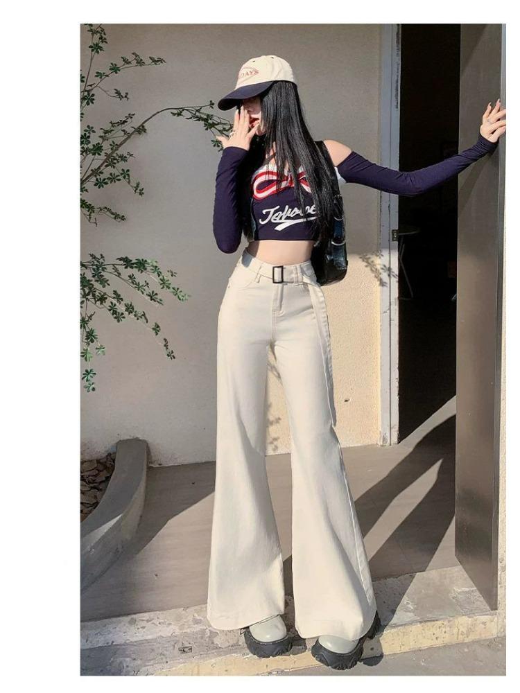 Comfortable Loose Stretch Design Sense High Waist Wide Leg Jeans Female Large Size Year Skinny Dragging Trousers Jeans for Women Long Denim Pants