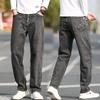 Jeans Elasticizzati Rilassati a Gamba Dritta da Uomo Trendy Color Chiaro a Vita Media Pantaloni Denim Casual da Uomo