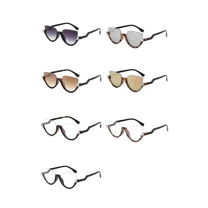 New Women's Half Frame Cat Eye Sun Glasses Women Classic Vintage Sun Glasses Summer Outdoor Travel Eyewear UV400