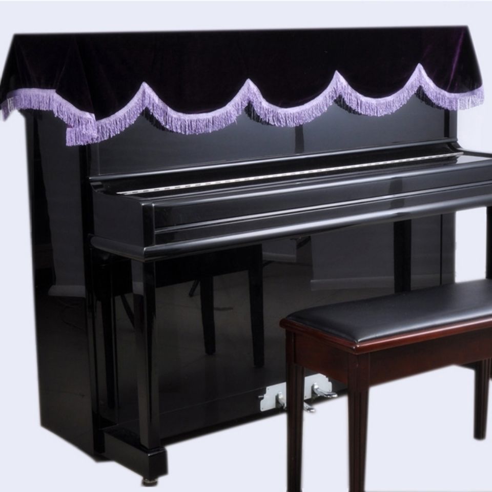 Pokrowiec na pianino odporny na zarysowania i kurz, obramowany złotym aksamitem, ochronny, odporny na brud, klasyczny, do dekoracji domu, pokrowce na pianina pionowe