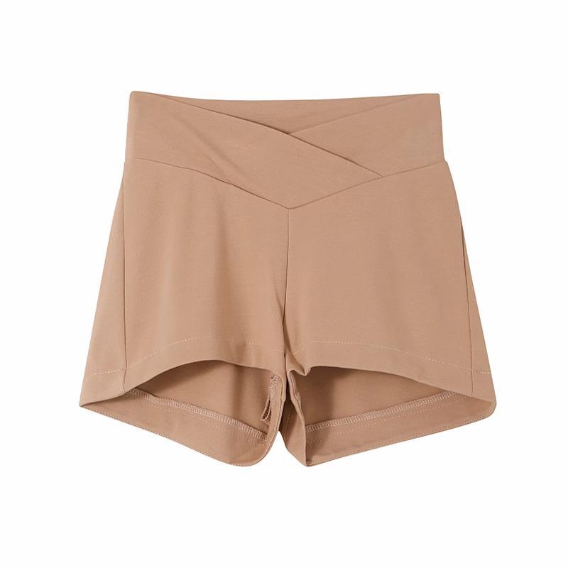 

Женские шорты для йоги и спортзала с V-образным поясом, быстросохнущие: С высокой талией, стройнящий, универсальный, облегающий бедра M хаки
