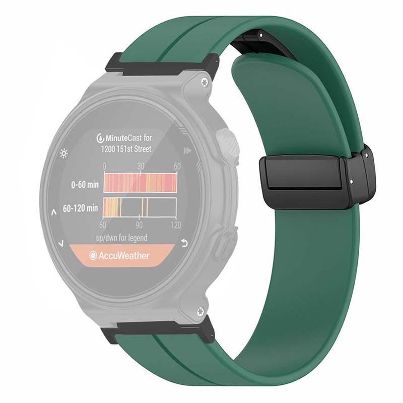 

For Garmin Forerunner 220/230/235/735XT/620/630 Watch Strap Magnetic Buckle Silicone Strap Army Green