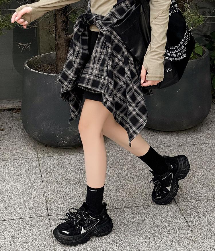 

Leather platform dad shoes women s new breathable and versatile small casual sports shoes high heels casual shoes 40 чёрный