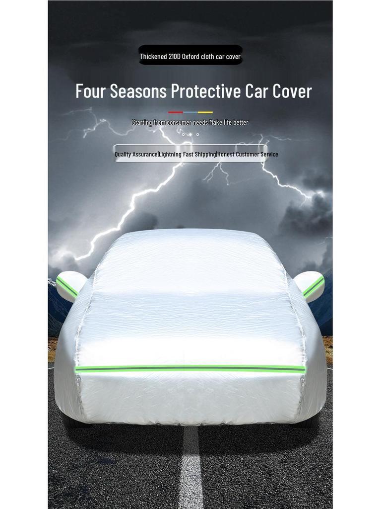 All-Season Car Sunshade Cover with Reflective Strips and Thickened Oxford Cloth
