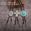 Braided Shoestring Bolo Tie with Large Flower Charm Cowboy Necktie Necklace Country Bolo Tie Cowboy