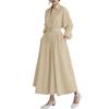 ZANZEA Women Turn Down Collar Loose Casual Long Sleeve Shirt Dress