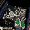 Colar de Esmalte em Forma de Cabaça de Calcedônia Branca Congelada de Lichia, Novo Estilo Chinês, Brincos de Zircônia em Forma de Cabaça de Calcedônia Fulu