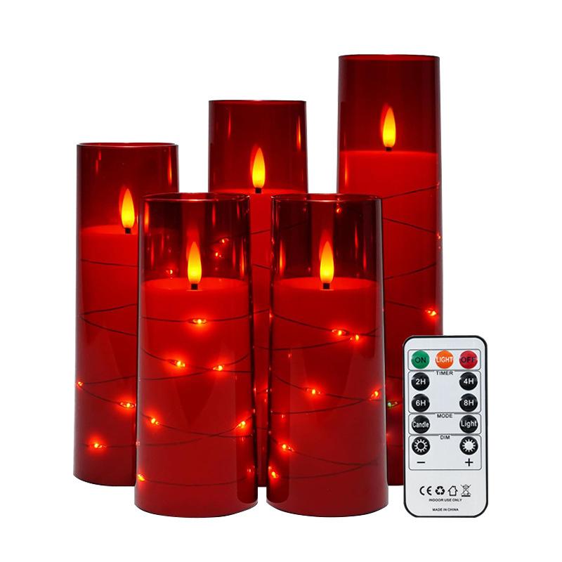 5-Pack LED Candle with Remote Control Romantic Birthday Confession Proposal Home Decoration LED Light Acrylic Electronic Candle
