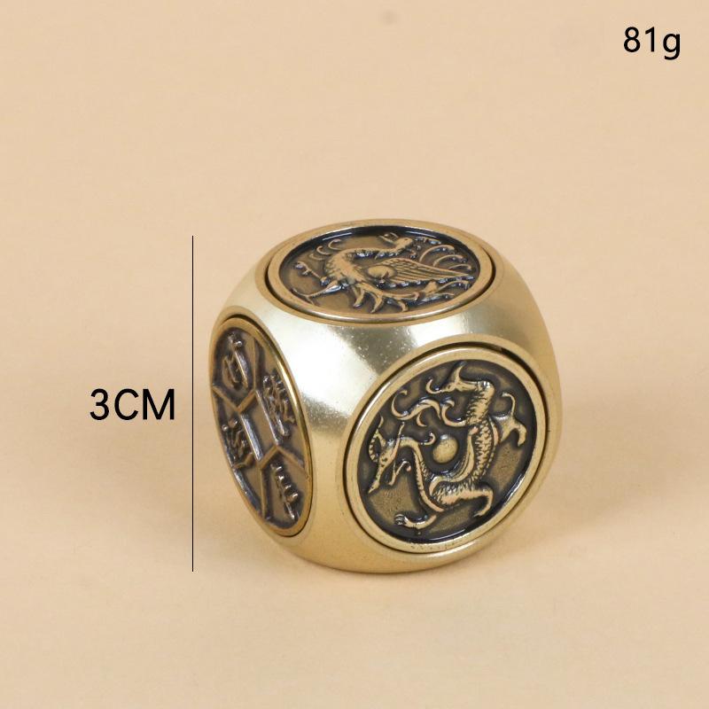 Rotatable Brass Six-sided Swivel Handle Wholesale Hand-cranked Money Handle Objects Antique Feng Shui