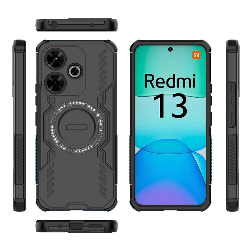 For Xiaomi Poco M6 Case For Poco M6 4G Shockproof Anti-knock Magnetic Adsorption Wireless Charge Back Cover For Poco M6 Case