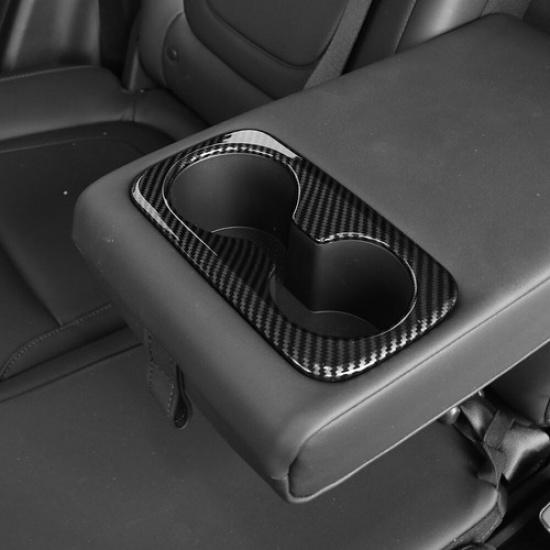 Carbon Fiber ABS Water Cup Holder Cover Frame Trim For Hyundai Tucson -2025 Carbon Fiber Style
