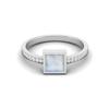 925 Sterling Silver 5MM Square  Moonstone Engagement Women Ring