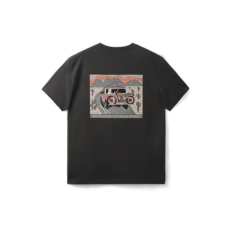 American vintage Cotton Fashion Brand Print Motorcycle Short sleeve T-shirt Men's Summer Foreign Trade Men's Vintage Cotton T-shirt