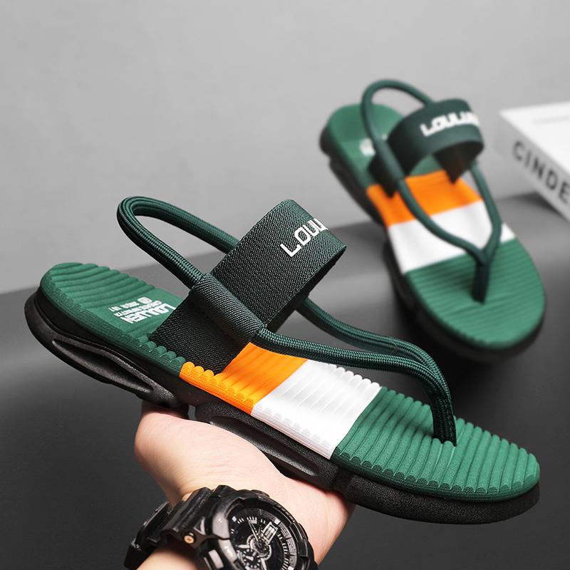 

Thick Bottom Men s Fashion Sandals 2025 New Outdoor Flats Slippers Man Anti-slip Beach Slides Comfort Soft Bottom House Sandals 39