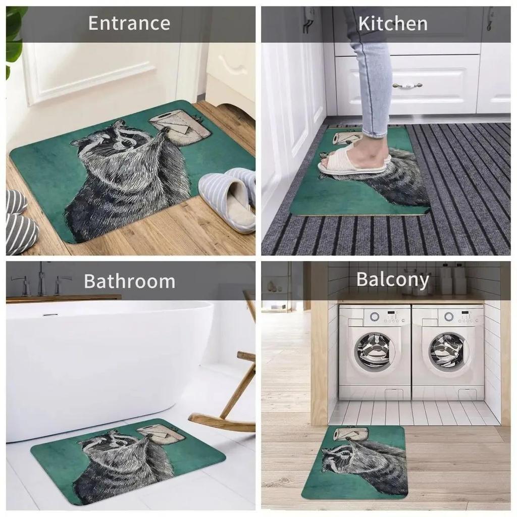 Fun Black Cat Tissue Bathroom Toilet Door Mat - Water-Absorbent Anti-Slip Home Decoration Small Carpet