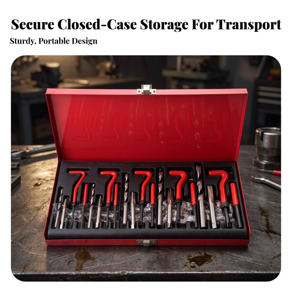 131 Pieces Thread Repair Kit Compact Rethreading Tool Set Sturdy for Workshop
