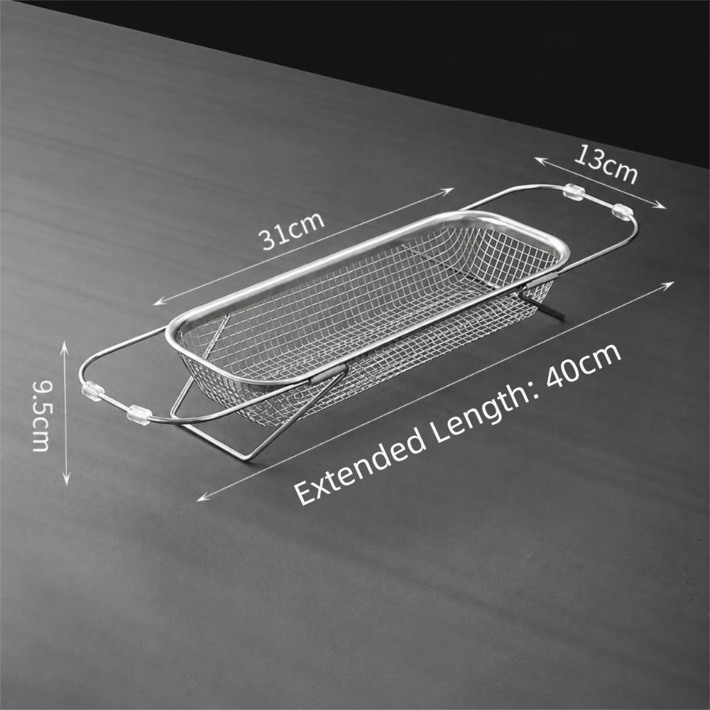 Stainless Steel Kitchen Draining Rack Retractable Vegetable Tableware Holder  Kitchen S