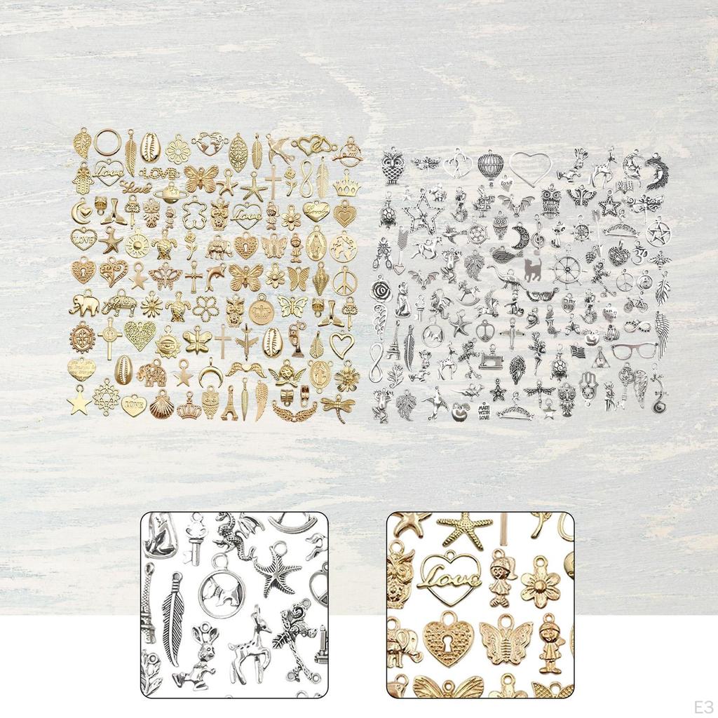 200 Pieces Bulk Charms Pendants Alloy Decors DIY Metal Versatile Compact Jewelry Making