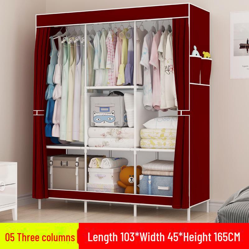 Simple Non-Woven Dustproof Folding Wardrobe with Steel Frame and Hanger