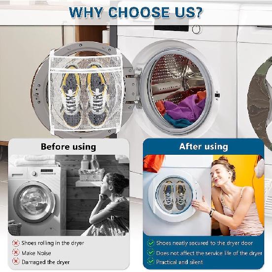 2Pack Shoe Dryer Bag Dryer Door Shoe Net,Reble Sneaker Laundry Bag with Elastic Strap And Zipper for Shoes Sneaker Washing Mesh Net for Most Dryers