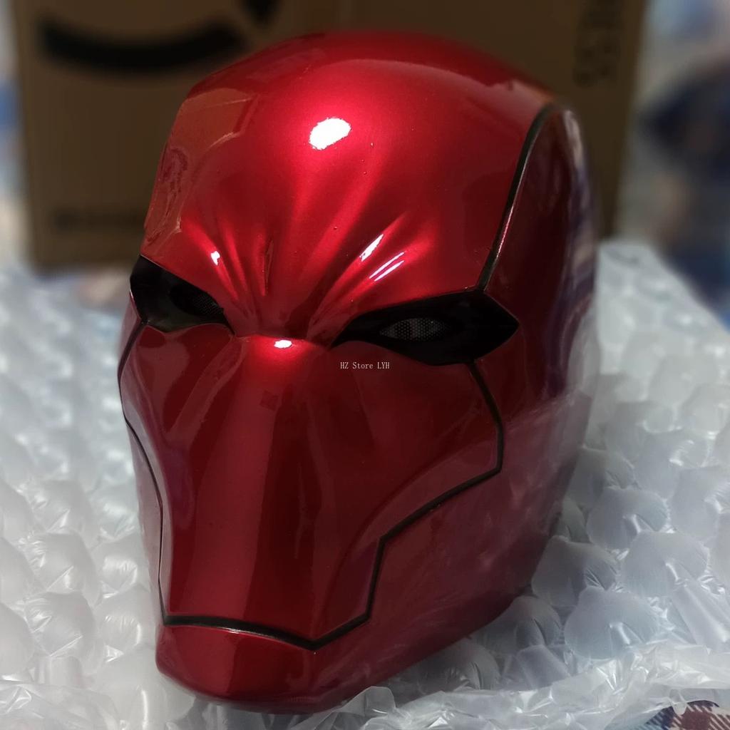 Red Knight Hero Cosplay Helmet with Light Eyes Props Replica Cos Costume Wearable Red Hood Mask for Men Adults Birthday Gift