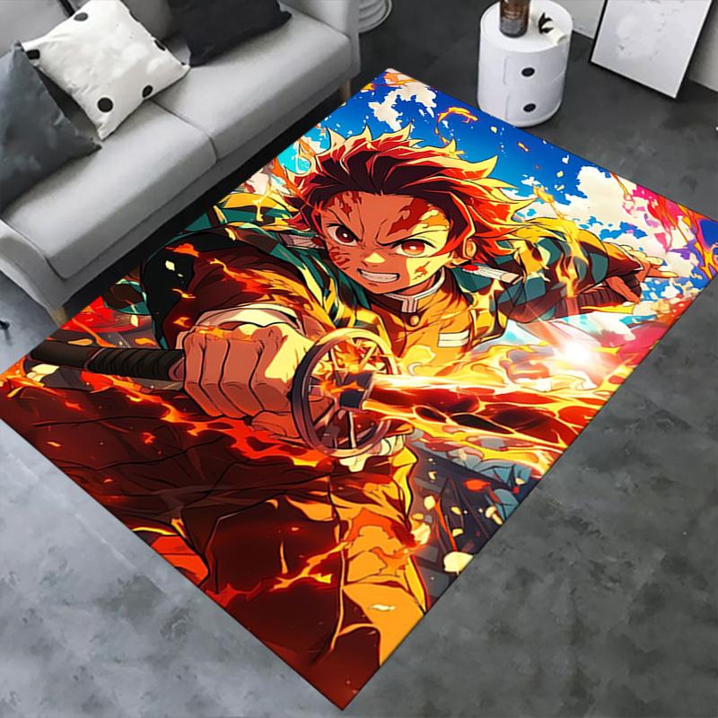 Office Carpet: Anime inspired Sofa Rug for Under Chairs, Flame Themed Protection Mat