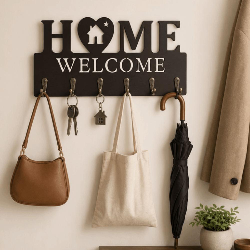 6 Hooks Wall Mount Key Rack Nordic Style Wall Decorative Hook Key Storage Holder Housewarming Gift