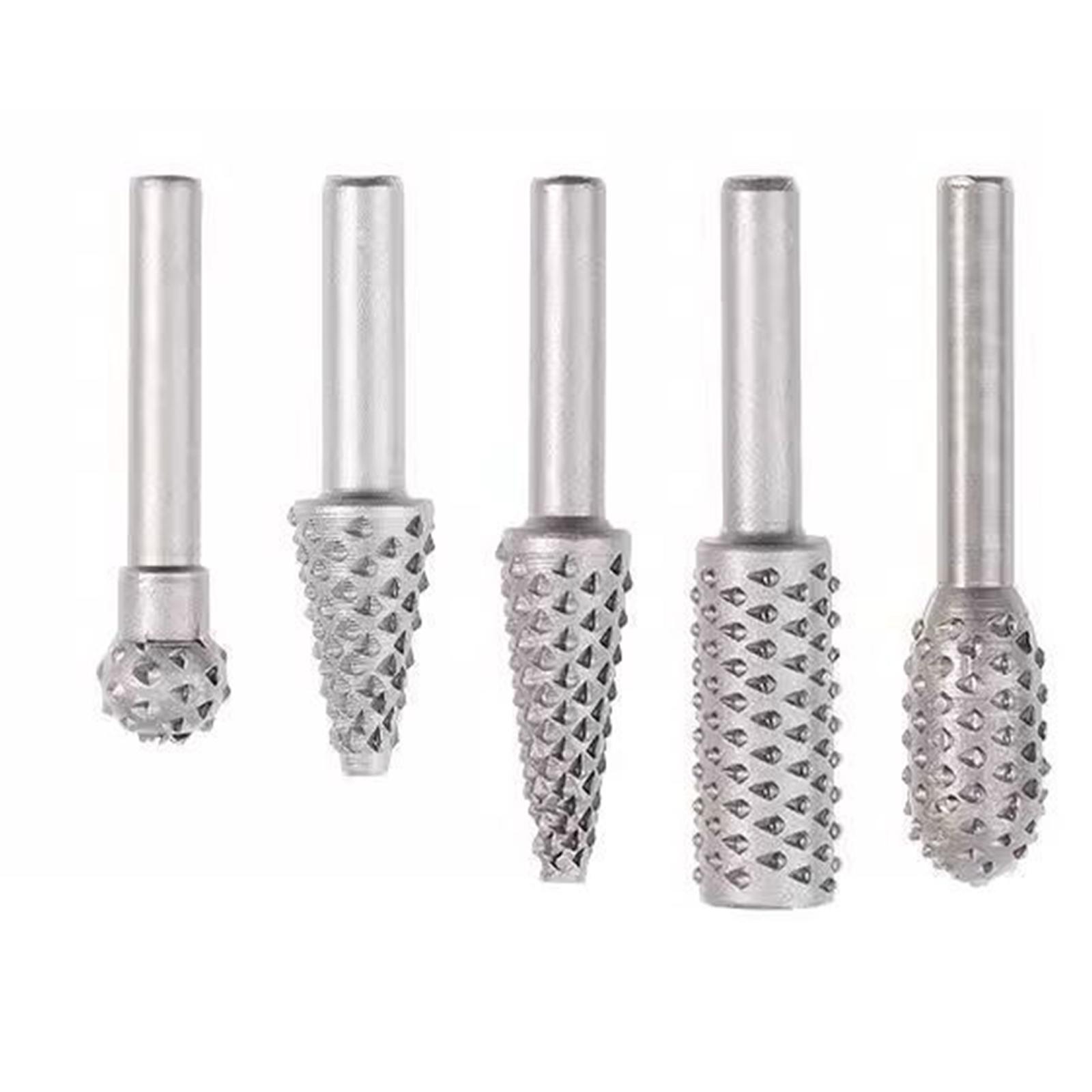 

5 шт. набор шлифовальных принадлежностей для вращающихся напильников в форме зуба волка, электрическая шлифовальная головка, наборы вращающихся напильников для деревообработки серый