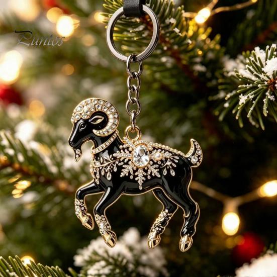 Animal Lover Keychain Acrylic Black Sheep Keyhcain, Goat Shaped Car Key Ring Pendant, Backpack Handbag Charm Hanging Decoration