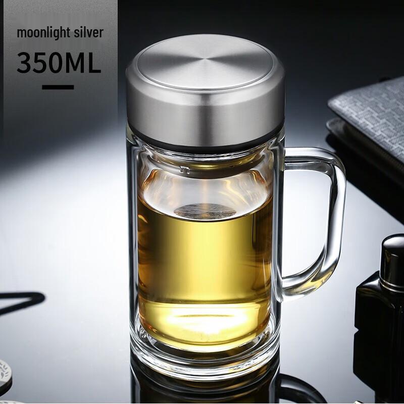 FUGUANG BESTJOY Double-Layer Glass Tea Mug with Handle and Filter