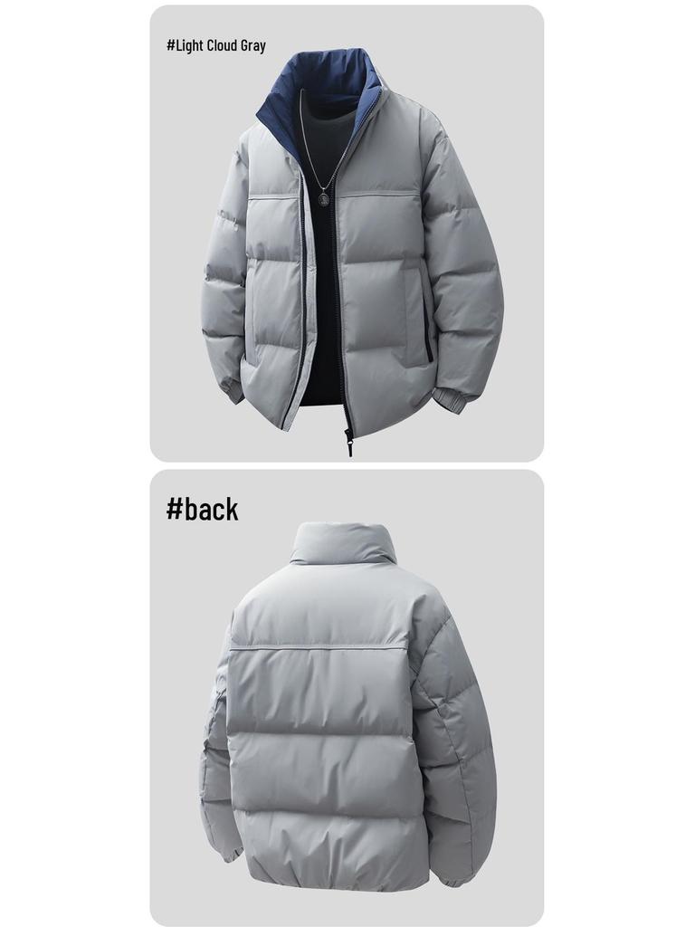 Trendy Warm Stand Collar Solid Color Down Jacket