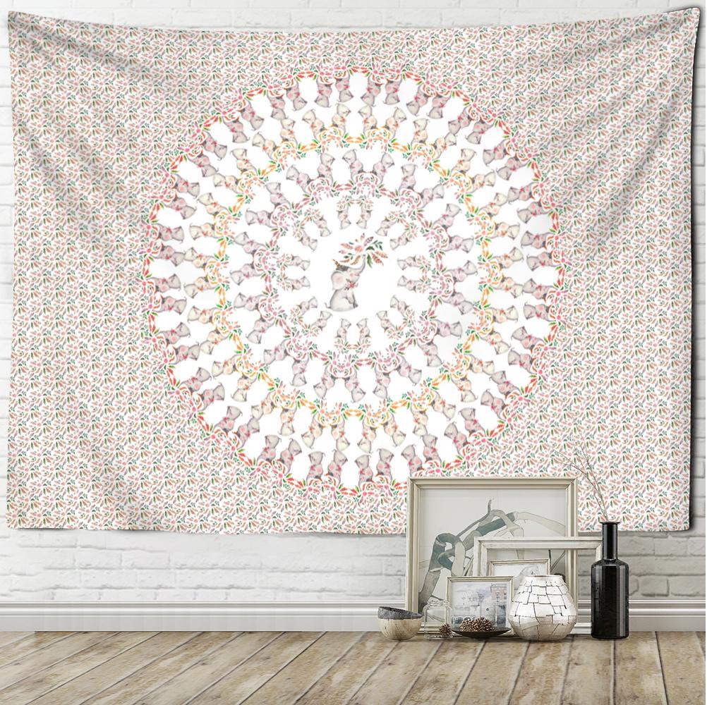 Тайский розовый слон гобелен настенный в богемном стиле Kawaii мультфильм животное — фото 3