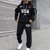 Men's Large Size Solid Color Printed Sweatshirt Set Men's Casual Sports Suit Sweatshirt Set