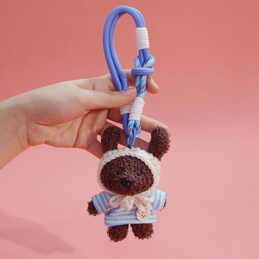Plush Bear Keychain With Polyester Fiber Soft Toy For Bag Decoration And Gift