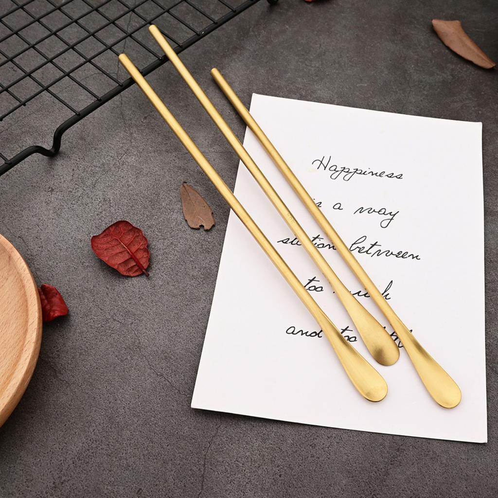 3-Piece Matte Long Handle Spoon Cocktail Mixing Stirring Spoons Stainless Steel Iced Tea Coffee Spoons