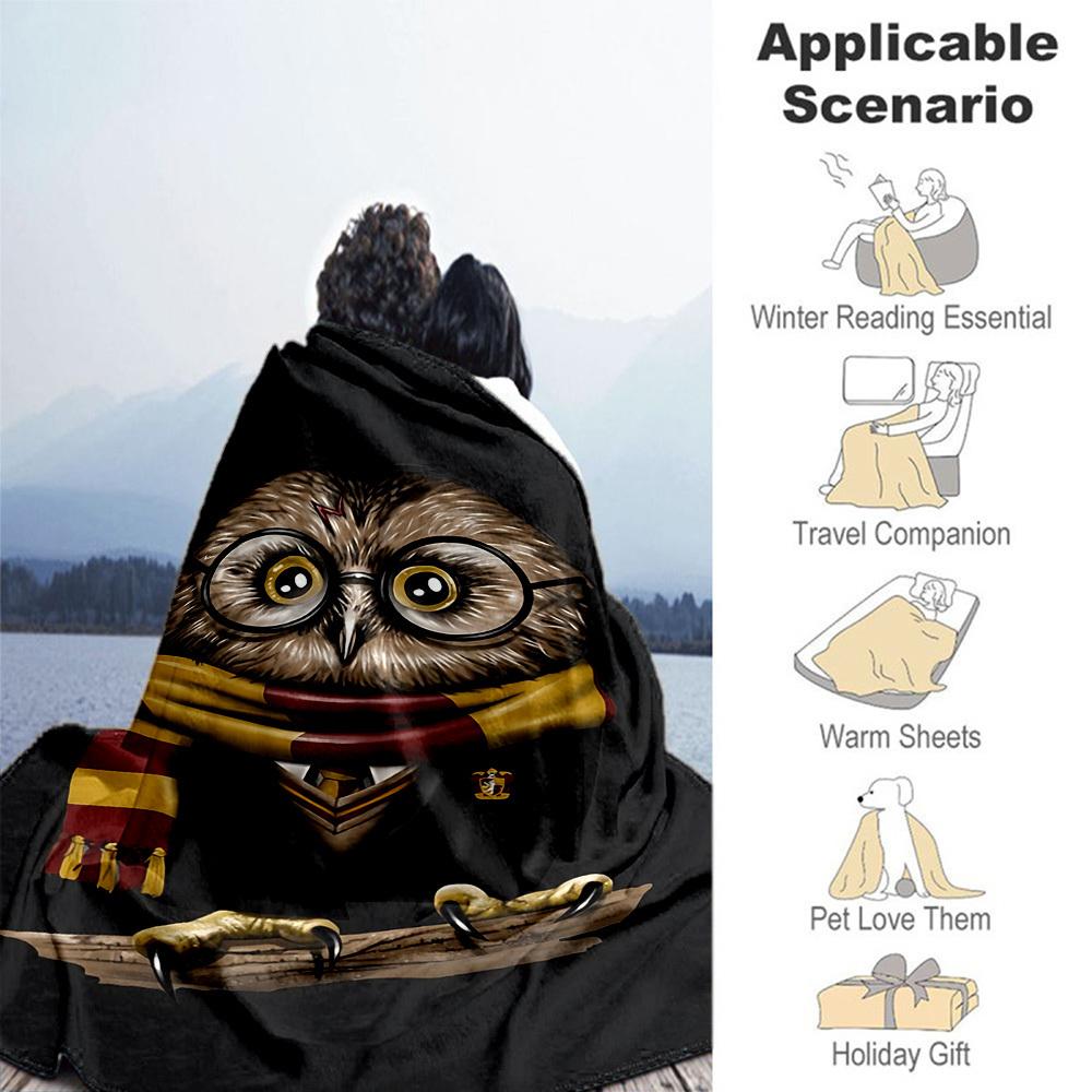 1pc Hogwarts Harry Potter Owl Outdoor Flannel Throw Blanket All Season Soft Warmth,Home Decor 1031174