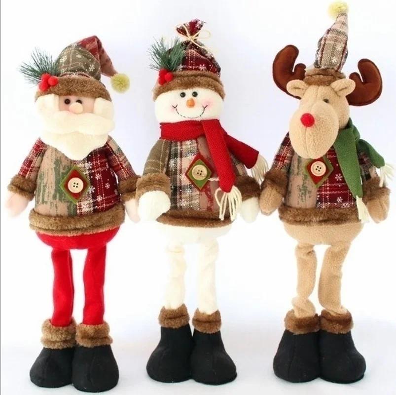 18×48cm Christmas Tree Pendant Accessories Dancing Old Man Snowman Deer Little Bear Fabric Doll Small Pendant Gift Wholesale