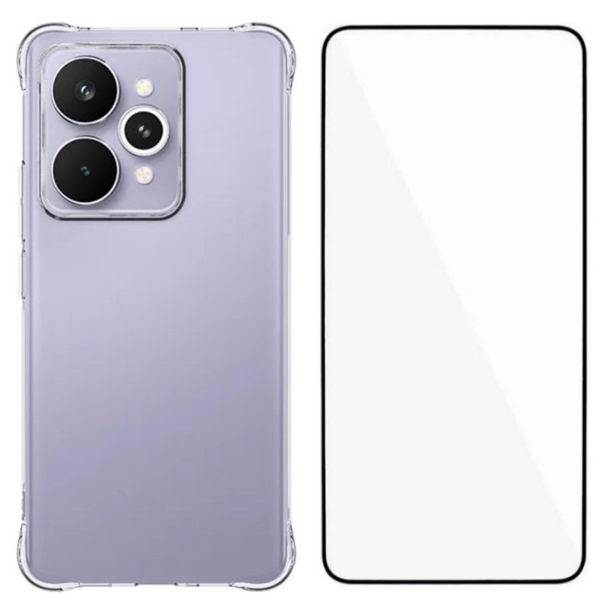 

Для Realme 15 Pro 5G Чехол WANLONFENG Серии WL 2.0 мм ТПУ Чехол для телефона с Защитной пленкой из закаленного стекла Transparent