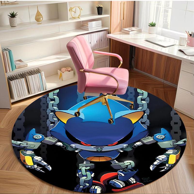 Sonic Print Round Rug, Washable Floor Carpet, For Entryway Dorm Laundry Room Office Study, Home Decor Birthday Christmas Gift
