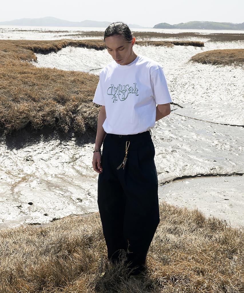 MUDSALT Double-Pleated Wide Chino Pants Navy