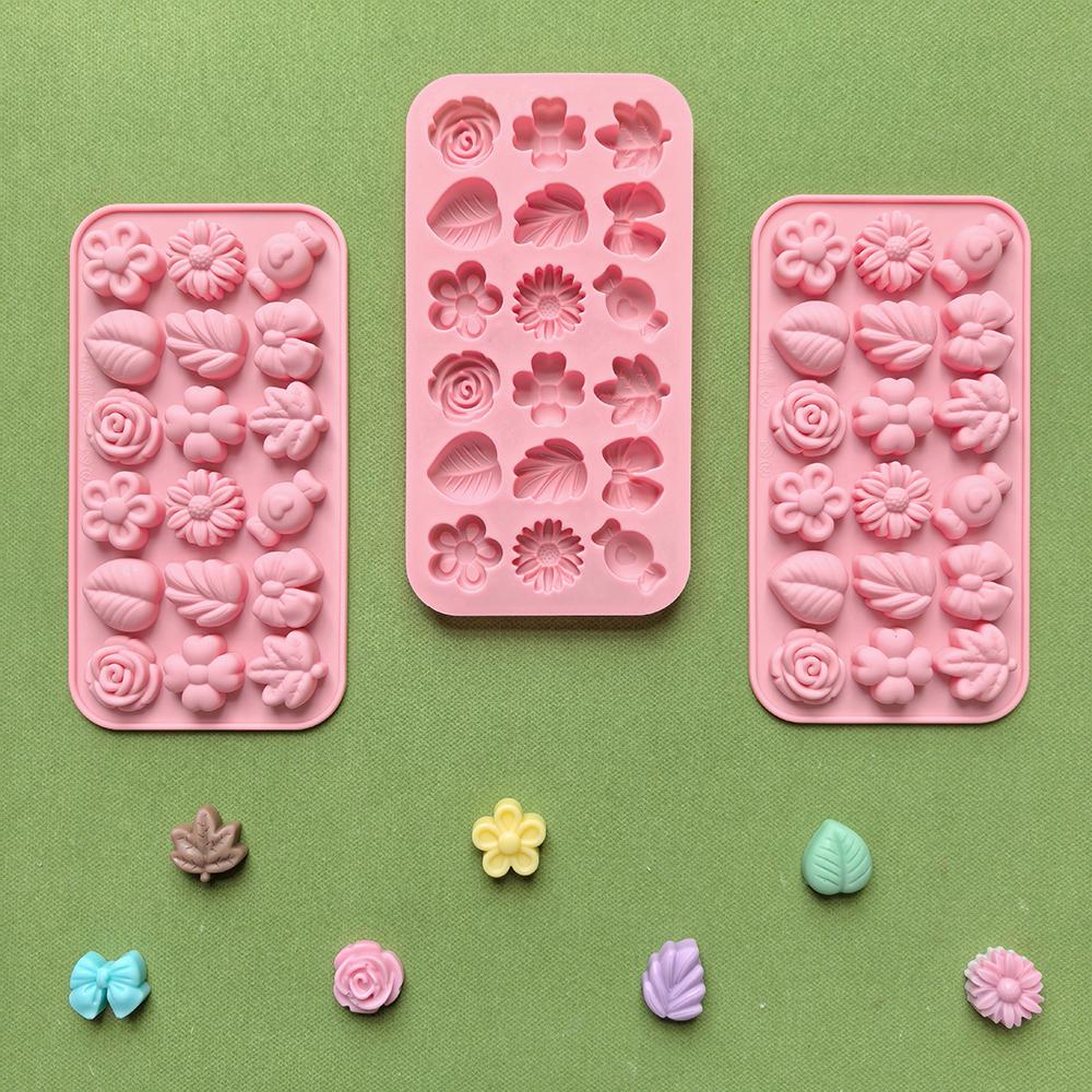 18 Hole Leaf, Flower Shaped DIY Non Stick Silicone Mold for Gummies, Chocolates, Candies