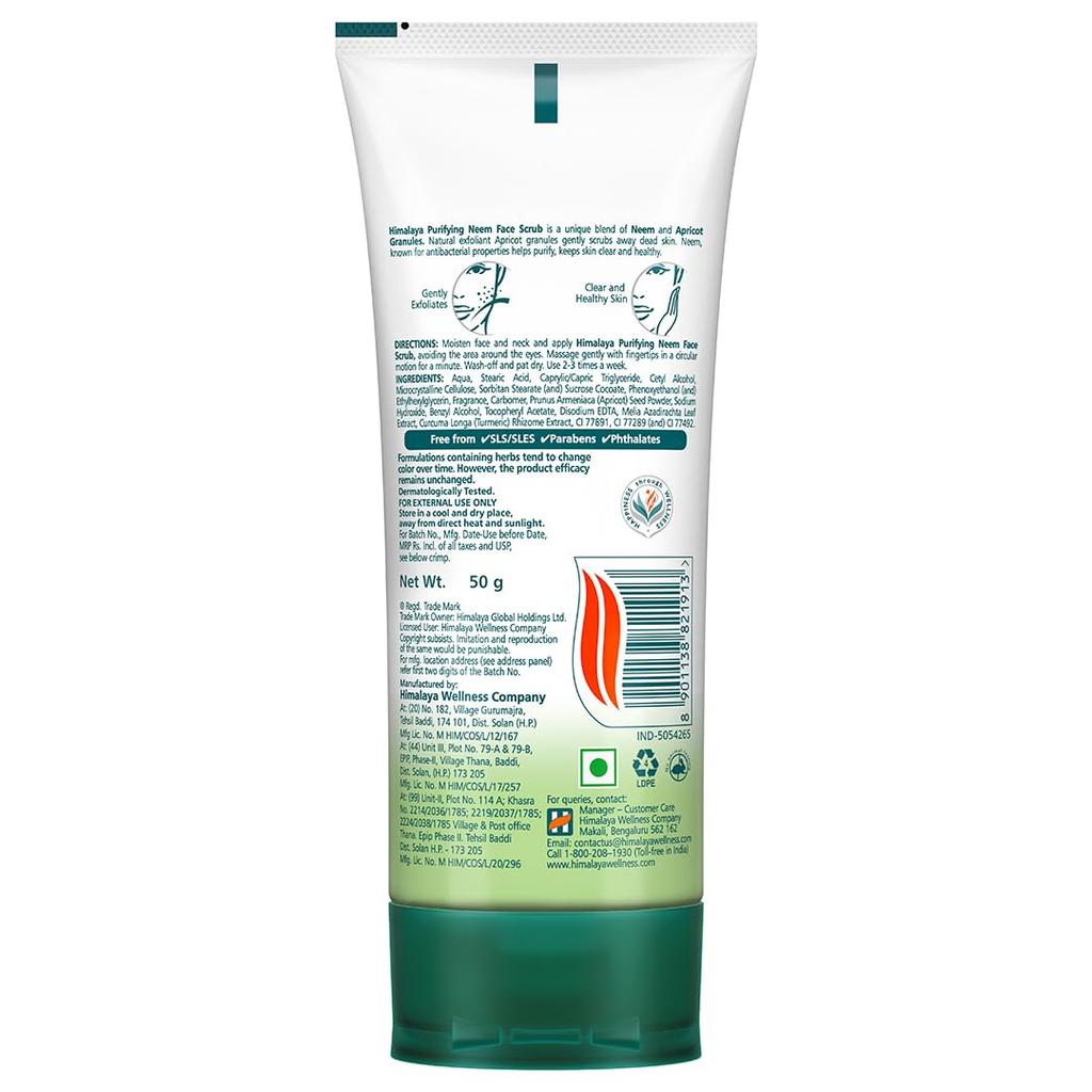 Himalaya Herbals Purifying Neem Face Scrub 50g Pack Natural Skin Exfoliator for Clear Smooth Skin